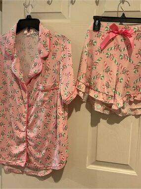 Jordan Pink Candy Cane Short Pajama Set